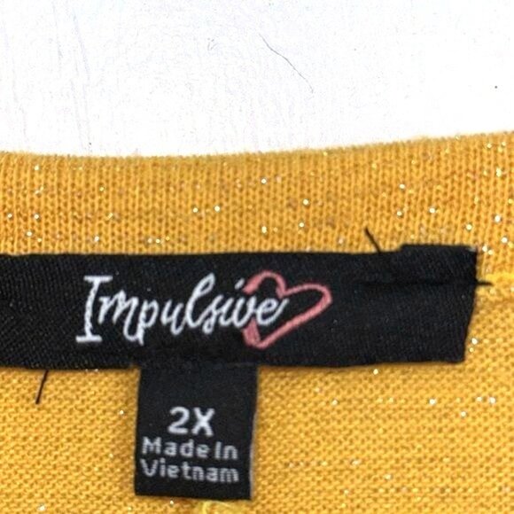 Yellow Impulsive Womens V-Neck Sparkle Tee - 2X Size - Picture 2 of 7